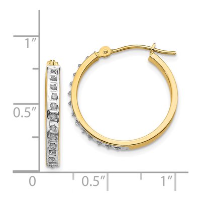 14K Yellow Gold 21mm Diamond Hoop Earrings – view 4