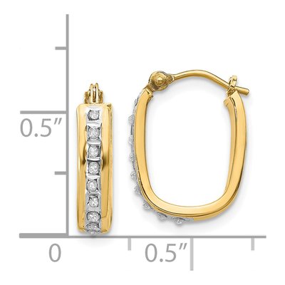 14K Yellow Gold 16mm Diamond Oval Hoop Earrings – view 5