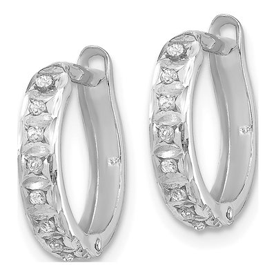 14K White Gold 13mm Diamond Dust Huggie Hoop Earrings – view 3