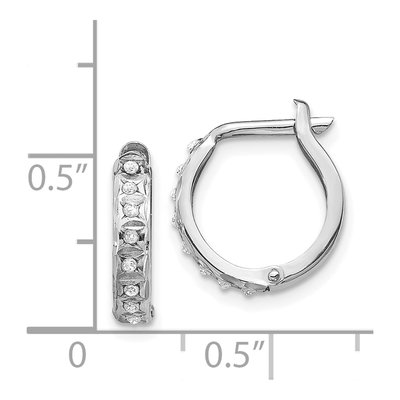 14K White Gold 13mm Diamond Dust Huggie Hoop Earrings – view 5