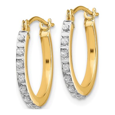 14K Yellow Gold 15mm Diamond Hoop Earrings – view 3