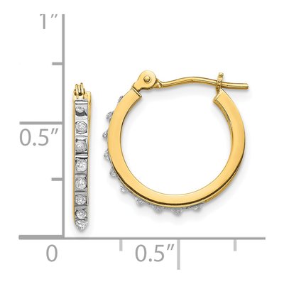 14K Yellow Gold 15mm Diamond Hoop Earrings – view 5