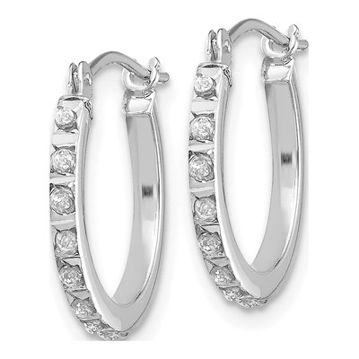 14K White Gold 15mm Diamond Dust Hoop Earrings – view 3