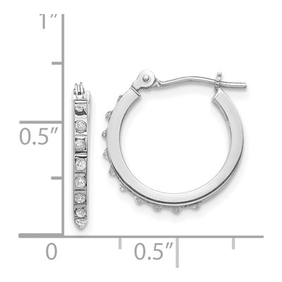 14K White Gold 15mm Diamond Dust Hoop Earrings – view 5