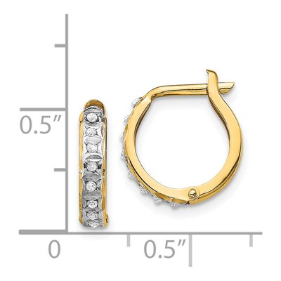 14K Yellow Gold 13mm Diamond Huggie Hoop Earrings – view 5