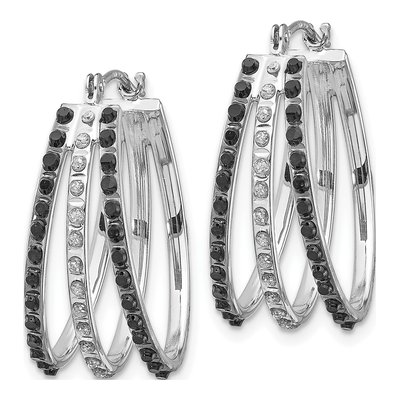 14K White Gold 22mm Diamond 3- Hoop Earrings – view 2