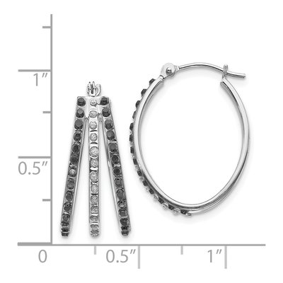 14K White Gold 22mm Diamond 3- Hoop Earrings – view 4