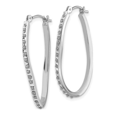 14K White Gold 30mm Diamond Twist Hoop Earrings – view 3