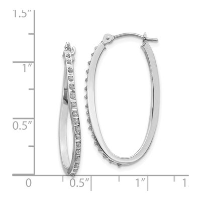 14K White Gold 30mm Diamond Twist Hoop Earrings – view 5