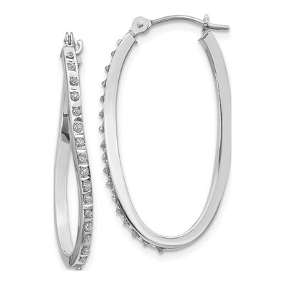 14K White Gold 30mm Diamond Twist Hoop Earrings