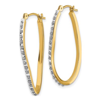 14K Yellow Gold 30mm Diamond Oval Twist Hoop Earrings – view 3