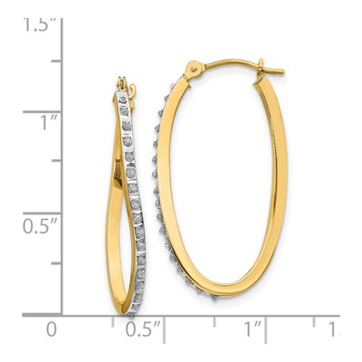 14K Yellow Gold 30mm Diamond Oval Twist Hoop Earrings – view 5