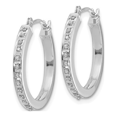14K White Gold 21mm Diamond Dust Round Hoop Earrings – view 2