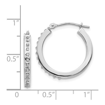 14K White Gold 21mm Diamond Dust Round Hoop Earrings – view 4