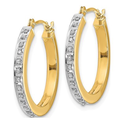 14K Yellow Gold 21mm Diamond Dust Round Hoop Earrings – view 3