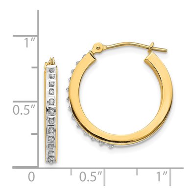 14K Yellow Gold 21mm Diamond Dust Round Hoop Earrings – view 5