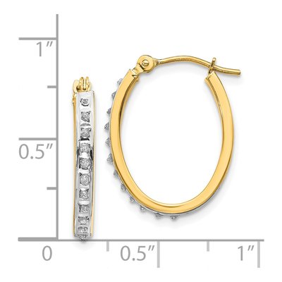 14K Yellow Gold 19mm Diamond Oval Hoop Earrings – view 5