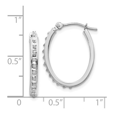 14K White Gold 19mm Diamond Oval Hoop Earrings – view 4