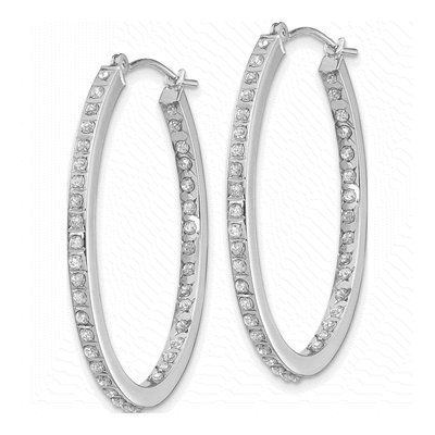 14K White Gold 36mm Diamond Dust Inside-Out Hoop Earrings – view 3