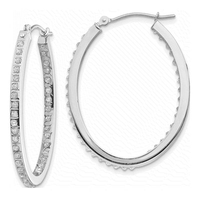 14K White Gold 36mm Diamond Dust Inside-Out Hoop Earrings