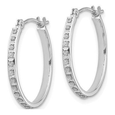14K White Gold 20mm Diamond Hoop Earrings – view 3