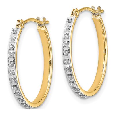 14K Yellow Gold 20mm Diamond Hoop Earrings – view 3