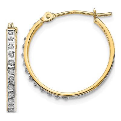 14K Yellow Gold 20mm Diamond Hoop Earrings