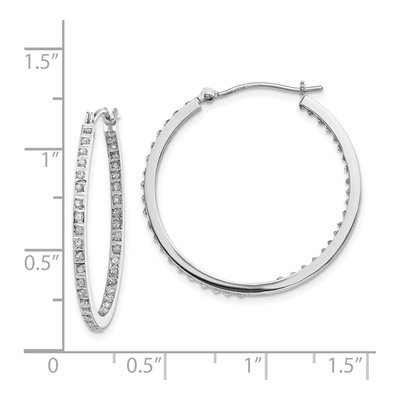 14K White Gold 30mm Diamond Hoop Earrings – view 5