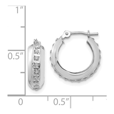 14K White Gold 14mm Diamond Hoop Earrings – view 4
