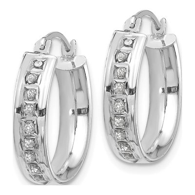 14K White Gold 18mm Diamond Dust Hoop Earrings – view 2