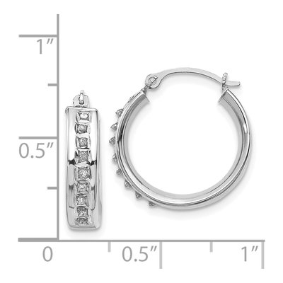 14K White Gold 18mm Diamond Dust Hoop Earrings – view 4