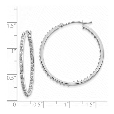 14K White Gold 36mm Diamond Inside-Out Hoop Earrings – view 5
