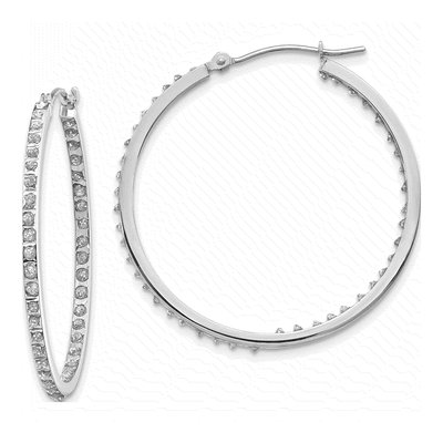 14K White Gold 36mm Diamond Inside-Out Hoop Earrings