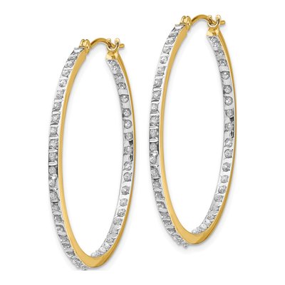 14K Yellow Gold 35mm Diamond Hoop Earrings – view 2