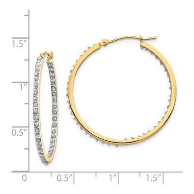 14K Yellow Gold 35mm Diamond Hoop Earrings – view 4
