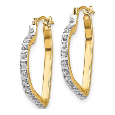 14K Yellow Gold 16mm Diamond Hoop Earrings – view 3