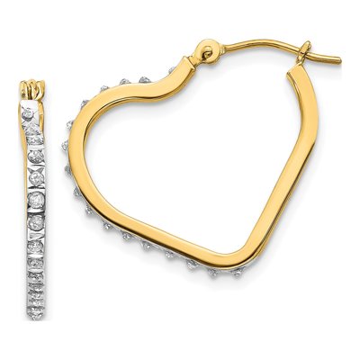 14K Yellow Gold 16mm Diamond Hoop Earrings