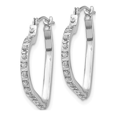14K White Gold 16mm Diamond Heart Hoop Earrings – view 3