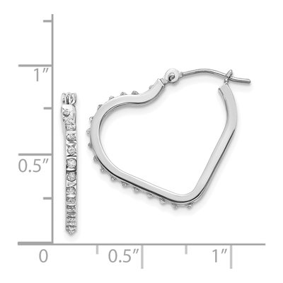 14K White Gold 16mm Diamond Heart Hoop Earrings – view 5