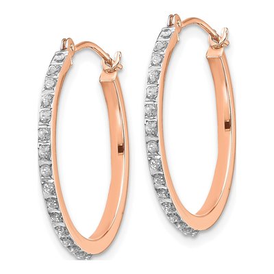 14K Rose Gold 25mm Diamond Hoop Earrings – view 3