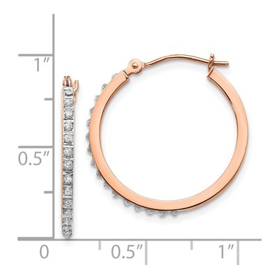 14K Rose Gold 25mm Diamond Hoop Earrings – view 5