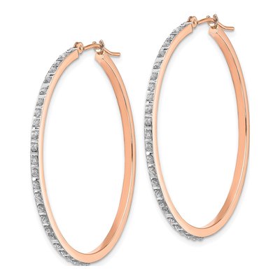 14K Rose Gold 39mm Diamond Dust Round Hoop Earrings – view 2