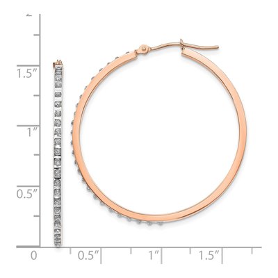 14K Rose Gold 39mm Diamond Dust Round Hoop Earrings – view 4