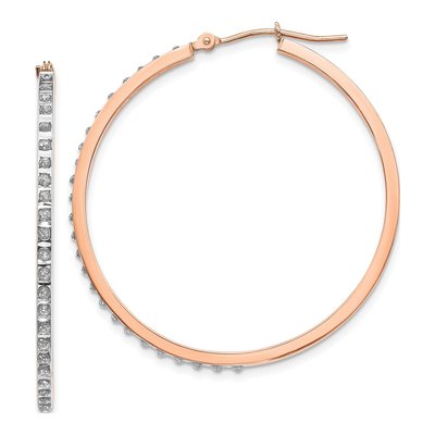 14K Rose Gold 39mm Diamond Dust Round Hoop Earrings