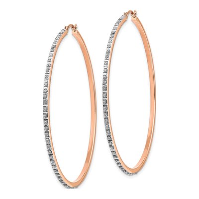 14K Rose Gold 52mm Diamond Dust Hoop Earrings – view 3