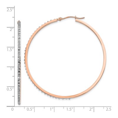 14K Rose Gold 52mm Diamond Dust Hoop Earrings – view 5