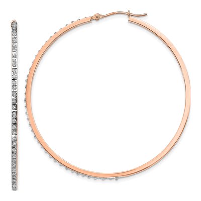 14K Rose Gold 52mm Diamond Dust Hoop Earrings