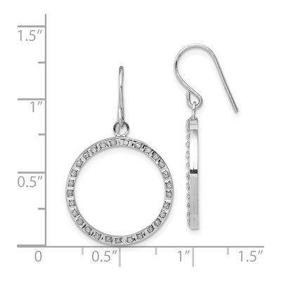 14K White Gold Diamond Dust Circle Dangle Earrings – view 5