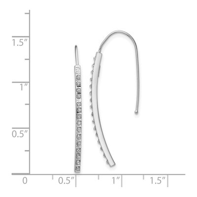 14K White Gold Diamond Dust Curved Bar Threader Earrings – view 4