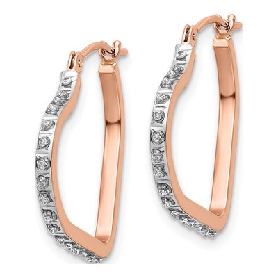 14K Rose Gold 20mm Diamond Heart Hoop Earrings – view 3